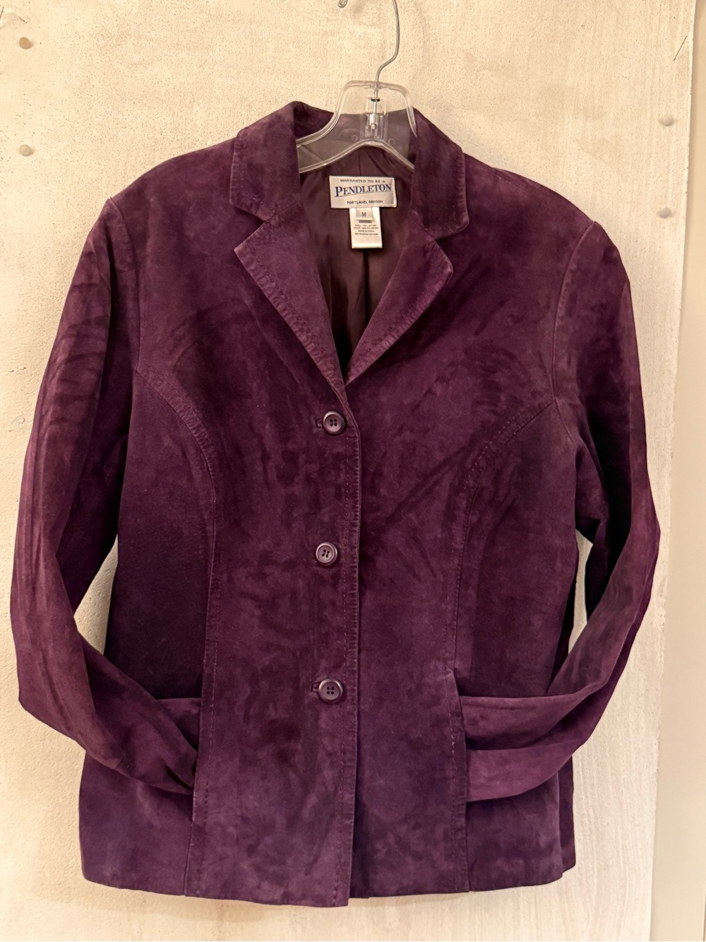 Pendleton Deep Purple Suede Button-Front Blazer